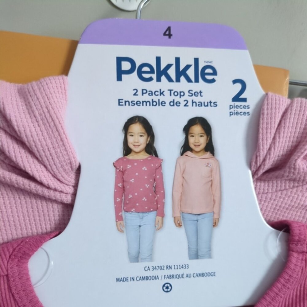 Pekkle 2 Pack Ribbed Top Set Light Pink/Floral Ruffle Various Sizes - Picture 5 of 7
